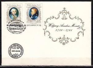 Hungary, Scott cat. 3309-3310. Composer W. A. Mozart issue. First day cover. ^