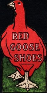 Vintage US Advertising Die Cut Poster Stamp Red Goose Shoes