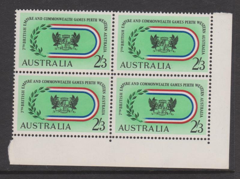 Australia 1962 Comm. Games Sc#350 Corner Block of 4 Mint Hinged on 2 stamps
