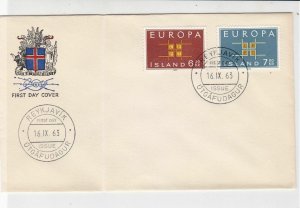 Iceland 1963 Europa Reykjavik Cancel Crest Emblem Pic FDC Stamps Cover Ref 26507