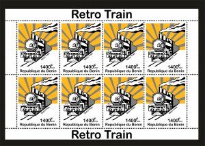 Stamps. Retro Trains 1 sheet perforated 2022 year Benin NEW