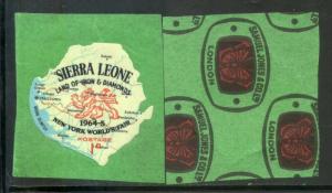 Sierra Leone 1964 1p Worlds Fair Map Odd Shaped Self Adhesive Sc 257 MNH # 3890