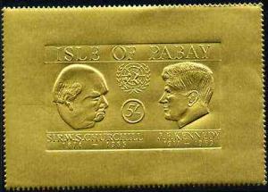 Pabay 1967 Churchill & Kennedy 5s m/sheet embossed in...