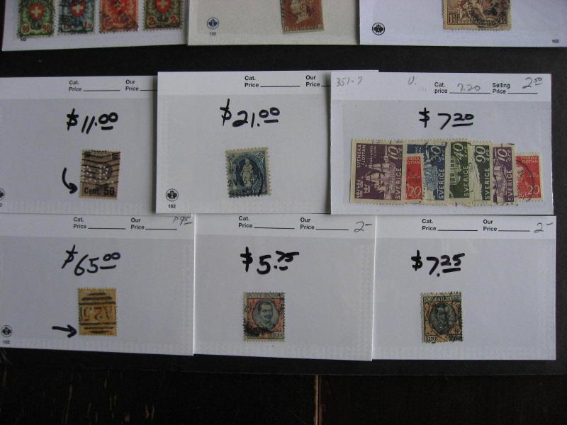 Old WESTERN EUROPE better stamps on sales cards,nice sized group check them out!