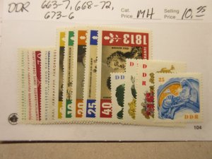 GERMANY DDR Scott 663-7, 668-72, 673-6 MINT HINGED Cat $10.55