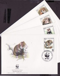 Bulgaria, Scott cat. 3831-3834. Hamsters-W.W.F issue. 4 First day covers.