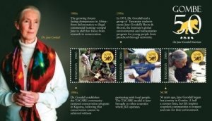 Tanzania 2010 - Jane Goodall - Gombe 50th Anniversary - Sheet of 3 Stamps - MNH