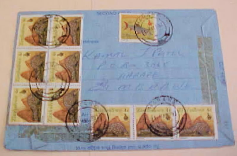 ZIMBABWE  10 or MORE STAMPS on 1992 COVER TO USA WITH 20 STAMPS