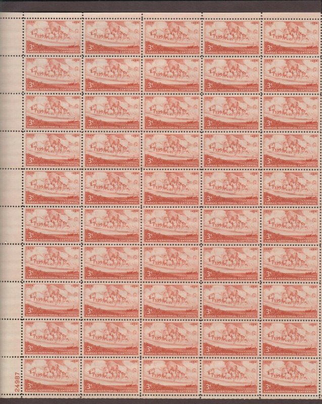 US,1061,KANSAS,MNH VF, FULL SHEET,1950'S COLLECTION,MINT NH ,VF