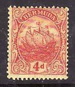 Bermuda-Sc#90- id6-unused hinged 4d Caravel-Ships-1924- -