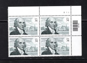 US #3545,  Plate# Block of 4, VF, MNH, James Madison, CV $2.80 .... 6784697