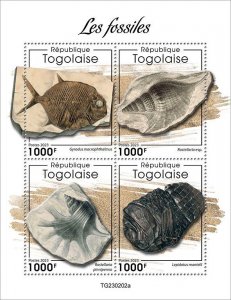 TOGO - 2023 - Fossils - Perf 4v Sheet - Mint Never Hinged