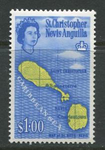 St. KITTS-NEVIS-Scott 158 - QEII - Definitives-1963- MVLH - Single $1.00c Stamp