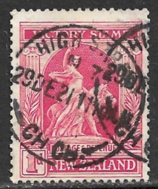 NEW ZEALAND 1920 1d Victory Issue with High Street CH CH Postmark Sc 166 VFU