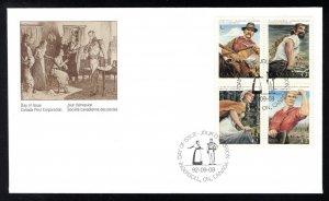 1435a, Scott, Cachet, FDC, Canada Folklore 3, se-tenant block of 4, Canada