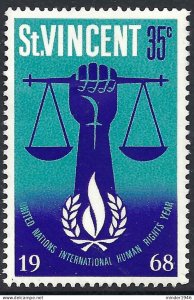 ST VINCENT 1968 QEII 4c Royal & Turquiuse Blue, Human Rights Year SG269 MH