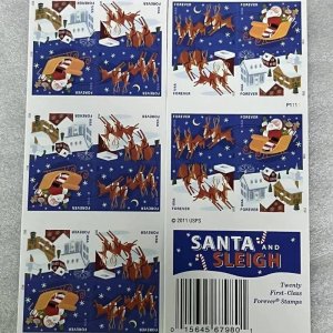 santa sleigh Forever Stamps 5 sheets of 100pcs