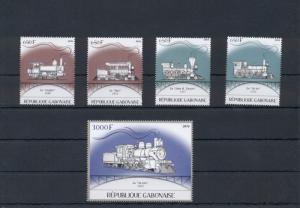 Trains Locomotives Railroads Transport Gabon 17 MNH stamps set