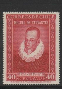 CHILE #250  1947 BIRTH OF CEVANTES 400TH ANNIV.     MINT VF NH  O.G