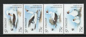 St Vincent SC#2156 Birds MNH Strip of 4