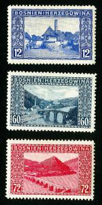 Bosnia & Herzegovina Stamps # 62-4 VF OG LH Set of 3 Scott Value $21.00