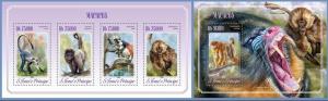 ST. TOME PRINCIPE 2014 2 SHEETS st14513ab MONKEYS PRIMATES 