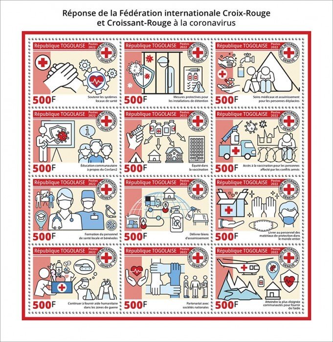 TOGO - 2022 - Red Cross Response to Coronavirus-Perf 12v Sheet-Mint Never Hinged