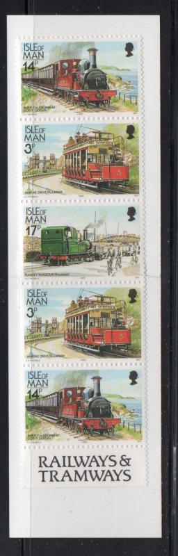 Isle of Man Sc 356a 1989 Railways & Tramways booklet pane in cpl booklet mint NH