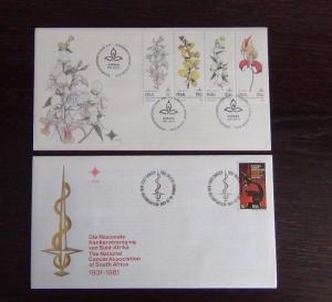 South Africa 1981 1982 FDC x 10 Fossils Navy Scouts Orchids Cancer Deaf TB etc  