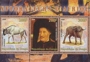 Africa Explorer Stamp Ox Wild Animal Henry The Navigator S/S of 3 Stamps MNH