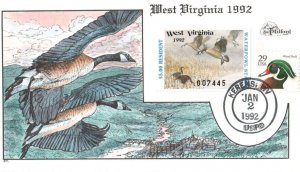 #WV6 West Virginia 1992 Duck Milford FDC