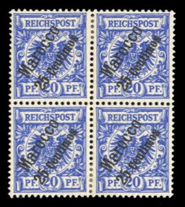 German Colonies, German Offices in Morocco #4 Cat$72+, 1899 25c on 20pf ultra...