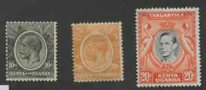 KENYA, UGANDA & TANZANIA #22, 25, 74 MINT