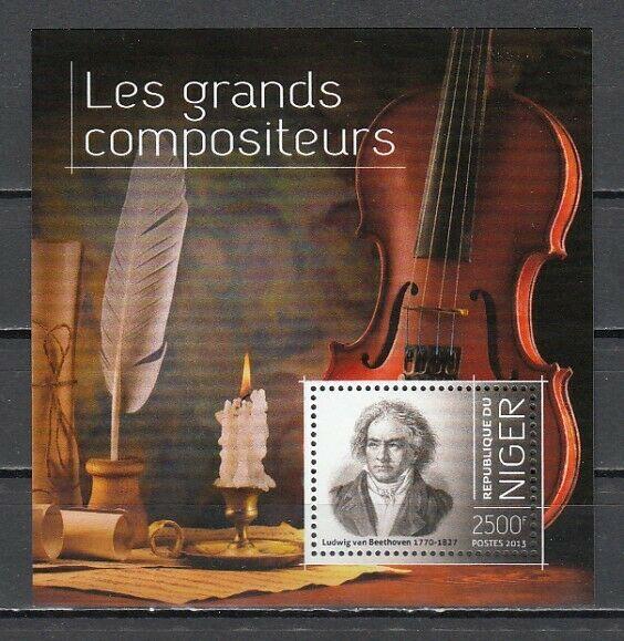 Niger, 2013 issue. Composer Beethoven s/sheet.