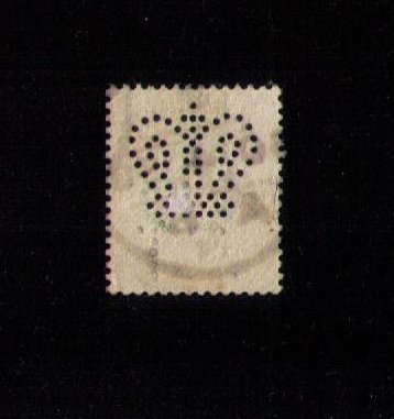 Sg 211 Used Perfin Error Stamp Cat.Value $60 No B.T.below the Perfin Crown F-VF