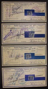 CANADA REVENUE FX96 EXCISE TAX STAMPS USED ON CHEQUES WHOLESALE LOT