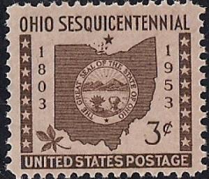 1018 3 cent Ohio Statehood mint OG NH VF