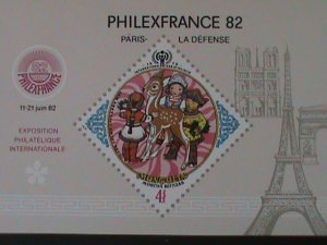 ​MONGOLIA-1982-SC#1252 PHILEXFRANCE INTL. STAMP SHOW-PARIS--MNH S/S-VERY FINE