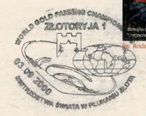 Poland 2000 Card Special Cancellation World Gold Panning Championships Globe Map