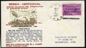 United States First Day Covers #798-54a.1, 1937 3c Constitution Sesquicentenn...