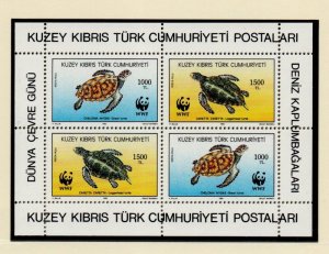 Northern Cyprus Sc 328a 1992 Turtles WWF stamp sheet mint NH