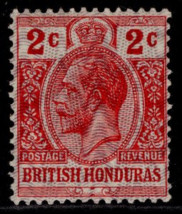 BRITISH HONDURAS GV SG112, 2c scarlet, LH MINT.