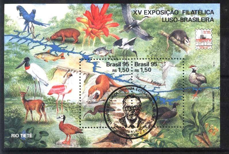 BRASIL BRAZIL1995 TIETE RIVER FAUNA S/S YV BL 98 MI 99 USED