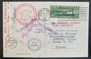 1930 Varick NY USA Graf Zeppelin RPPC postcard cover Flight Sc#C13 to Germany