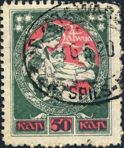 LETTONIE / LATVIA - 1920 type 1  PASTA WAGON / WENTSPILS-RIGA  TPO cds /Mi.40