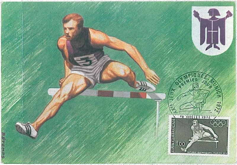 26356 - FRANCE - MAXIMUM CARD - 1972 - Sports OLYMPIC GAMES Track Running ATHLETICS-