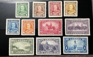 Canada, Scott 217-227, MNH #s 217, 218, 225, Remainder Unused LH, All VF