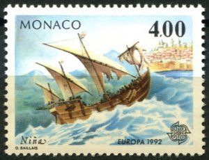 Monaco Sc#1816 MNH, 4f multi, Europa (C.E.P.T.) 1992 - Discovery of America (...