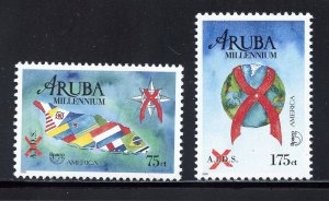 Aruba 193-94 MNH  Campaign Against AIDS Set from 2000.