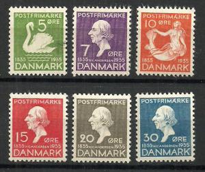 DENMARK STAMPS 1935 Sc.#246-51. MNH. H.C. ANDERSEN FAIRY-TALES BIRDS MERMAID